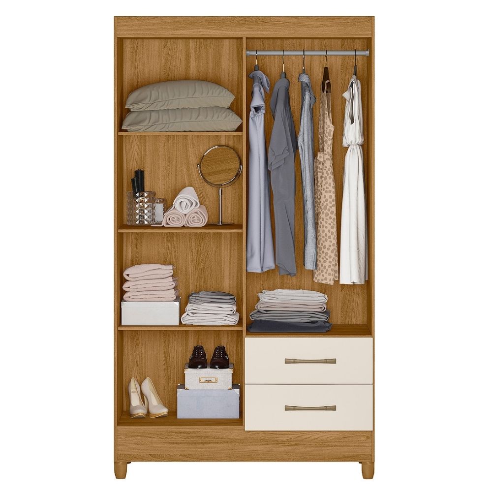 Guarda Roupa Solteiro Chile 4P 103 cm Freijo Off White Moval