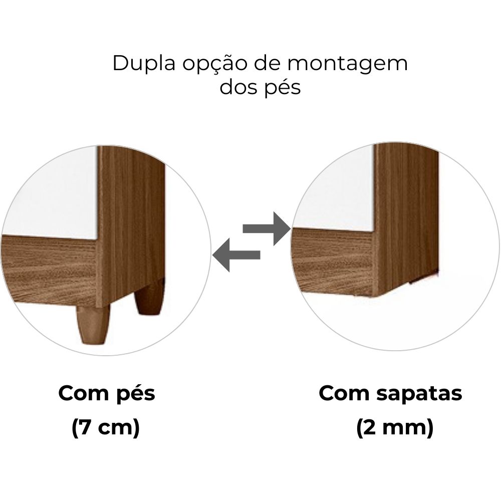 Guarda Roupa Solteiro Chile 4P 103 cm Naturale Branco Moval