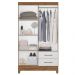 Guarda Roupa Solteiro Chile 4P 103 cm Naturale Branco Moval