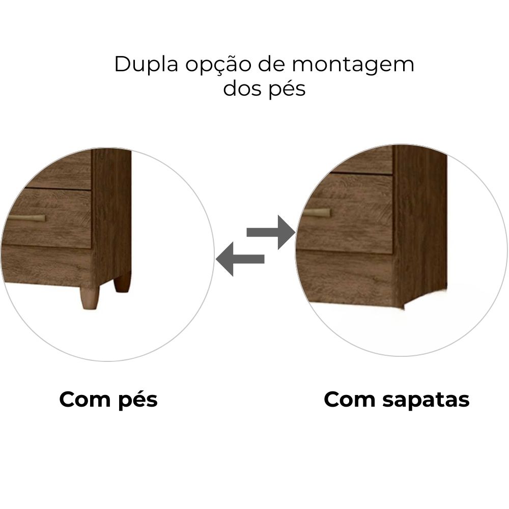 Guarda Roupa Solteiro Lima 3 Portas 182x82 cm Castanho Wood Moval