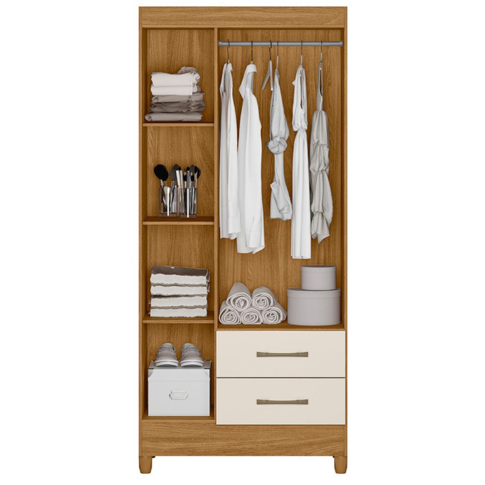 Guarda Roupa Solteiro Lima 3 Portas 182x82 cm Freijo Off White Moval