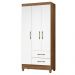 Guarda Roupa Solteiro Lima 3 Portas 182x82 cm Naturale Branco Moval