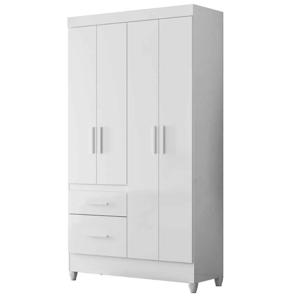 Guarda Roupa Solteiro Madri 4P 110 cm Branco Flex Moval