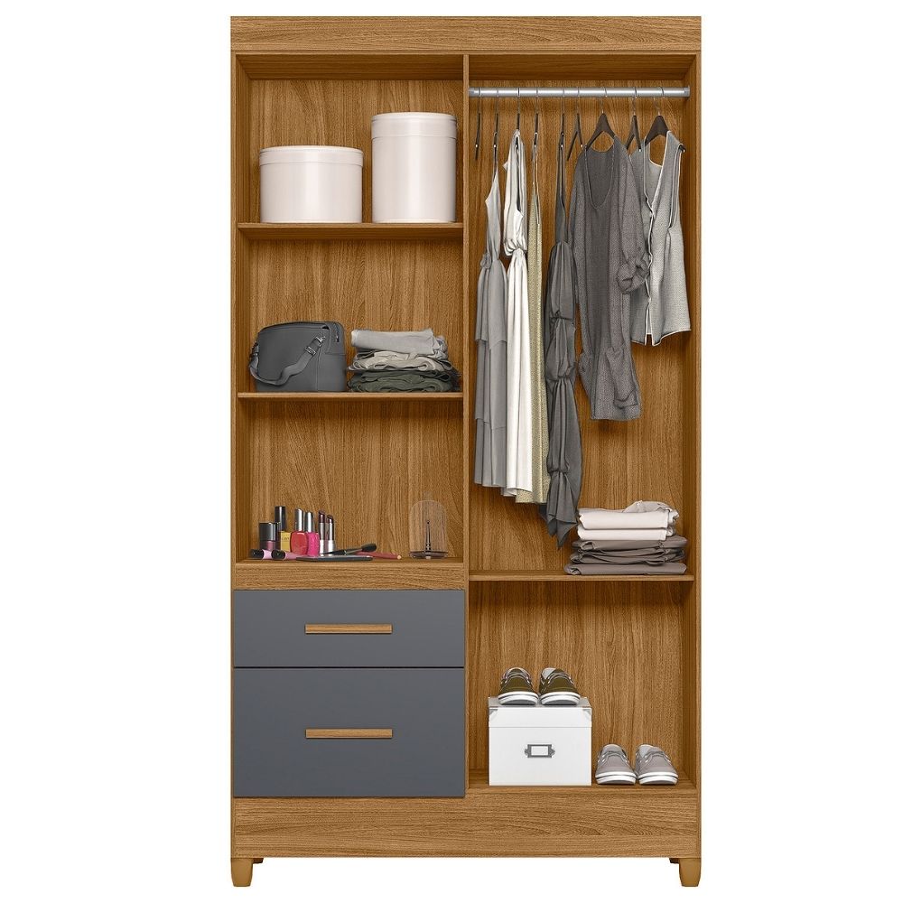 Guarda Roupa Solteiro Madri 4P 110 cm Freijo Cinza Moval