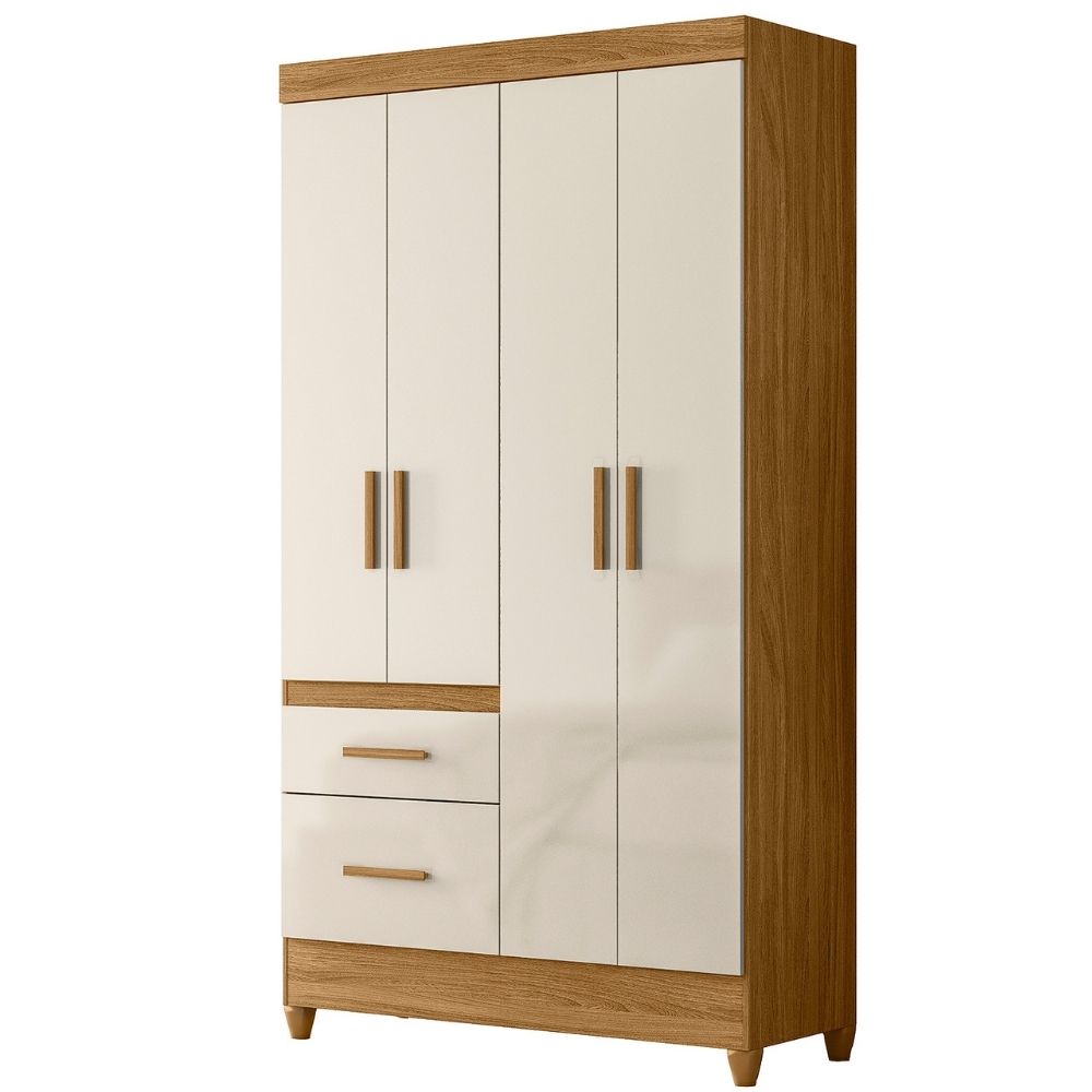 Guarda Roupa Solteiro Madri 4P 110 cm Freijo Off White Moval