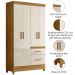 Guarda Roupa Solteiro Madri 4P 110 cm Freijo Off White Moval