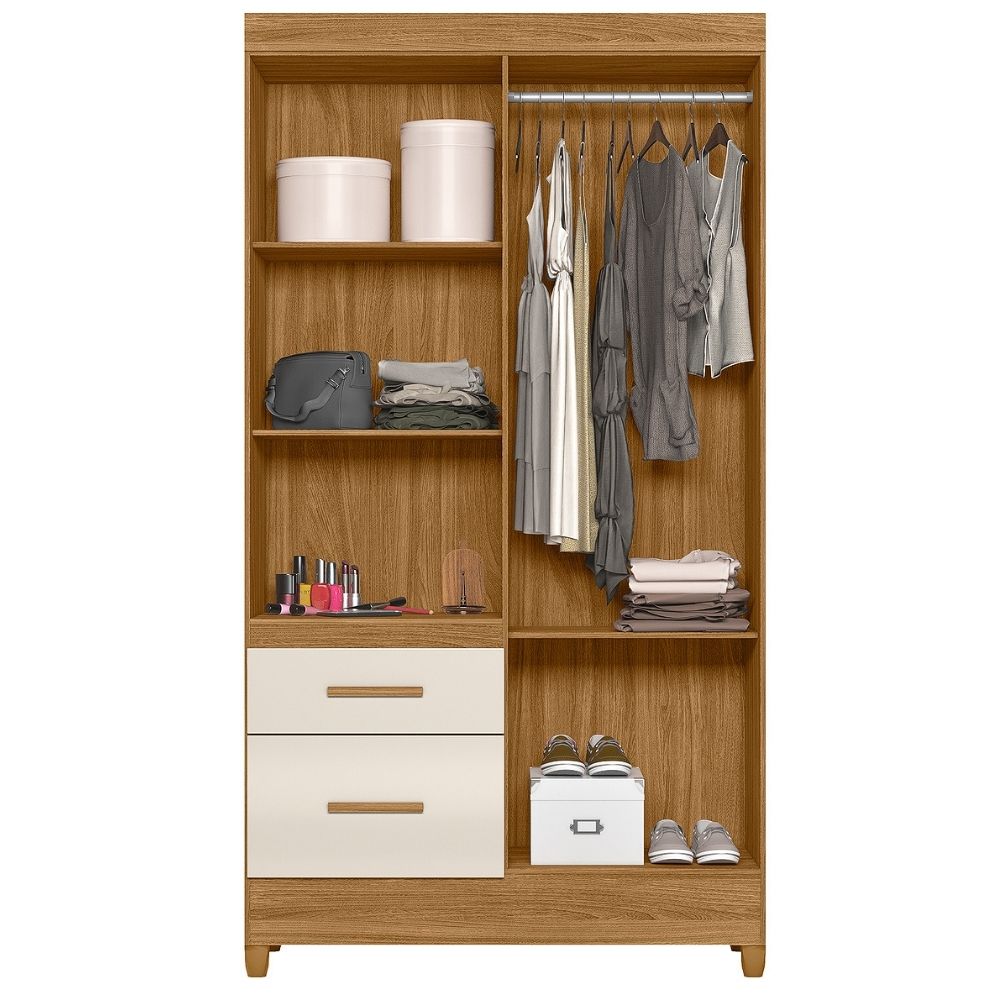 Guarda Roupa Solteiro Madri 4P 110 cm Freijo Off White Moval