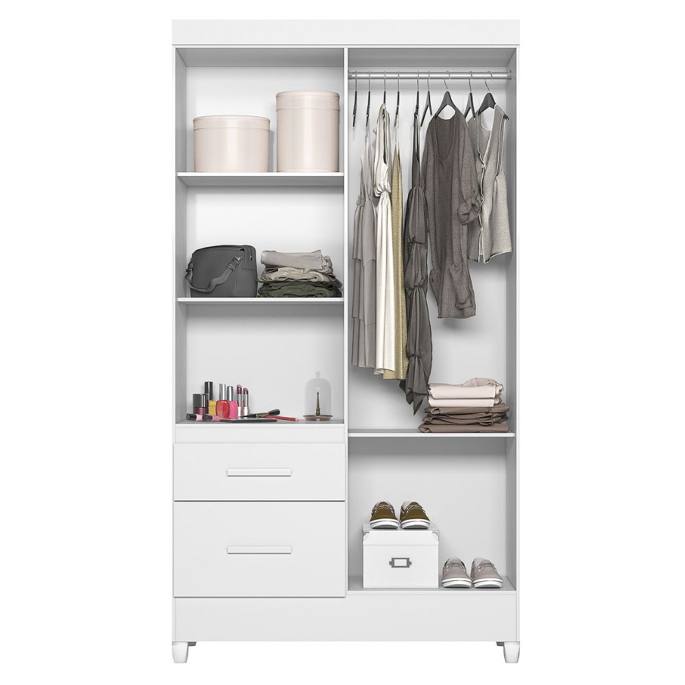 Guarda Roupa Solteiro Madri 4P Espelho 110 cm Branco Flex Moval