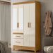 Guarda Roupa Solteiro Madri 4P Espelho 110 cm Freijo Off White Moval