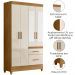 Guarda Roupa Solteiro Madri 4P Espelho 110 cm Freijo Off White Moval