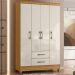 Guarda Roupa Solteiro Paraty 4 Portas 111 cm Freijo Off White Moval