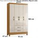 Guarda Roupa Solteiro Paraty 4 Portas 111 cm Freijo Off White Moval