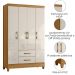 Guarda Roupa Solteiro Paraty 4 Portas 111 cm Freijo Off White Moval