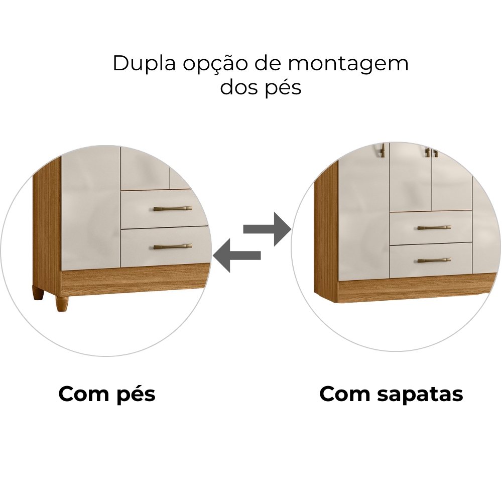 Guarda Roupa Solteiro Paraty 4 Portas 111 cm Freijo Off White Moval