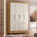 Guarda Roupa Solteiro Paraty 4 Portas 111 cm Freijo Off White Moval