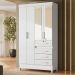 Guarda Roupa Solteiro Sobral 4P Espelho 110 cm Branco Flex Moval