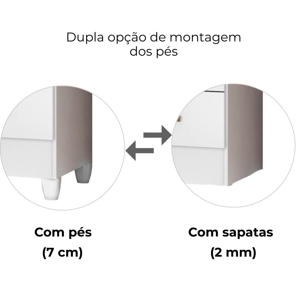 Guarda Roupa Solteiro Sobral 4P Espelho 110 cm Branco Flex Moval