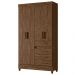 Guarda Roupa Solteiro Sobral 4P Espelho 110 cm Castanho Wood Moval