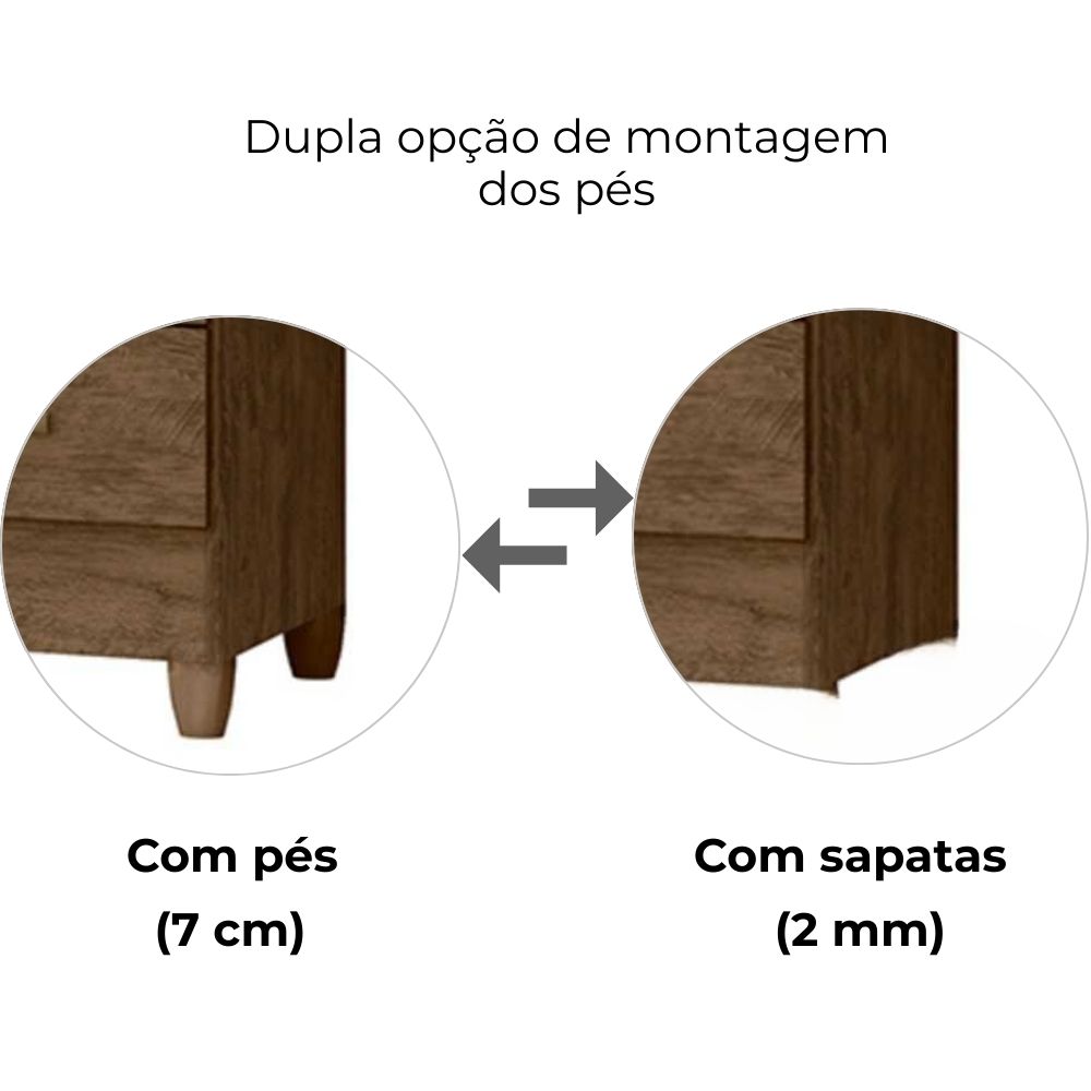 Guarda Roupa Solteiro Sobral 4P Espelho 110 cm Castanho Wood Moval