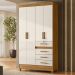 Guarda Roupa Solteiro Sobral 4P Espelho 110 cm Freijo Off White Moval