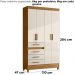 Guarda Roupa Solteiro Sobral 4P Espelho 110 cm Freijo Off White Moval