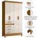 Guarda Roupa Solteiro Sobral 4P Espelho 110 cm Freijo Off White Moval