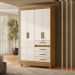Guarda Roupa Solteiro Sobral 4P Espelho 110 cm Freijo Off White Moval