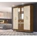 Guarda Roupa Steven Castanho Wood Avelã Wood com Espelho