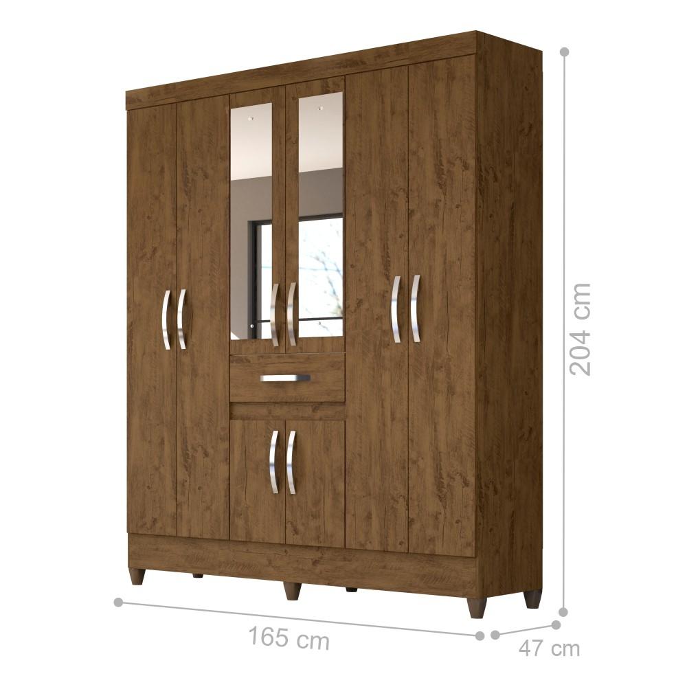 Guarda Roupa Steven Castanho Wood com Espelho