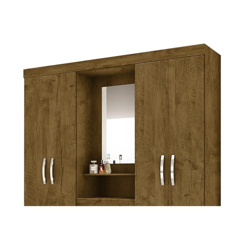 Guarda Roupa de Casal Capri 04 Portas e 03 Gavetas Castanho Wood - Moval
