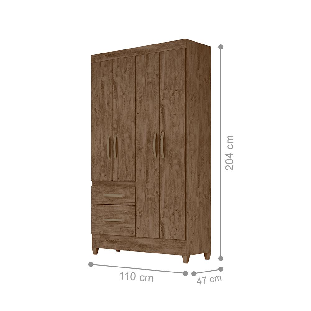 Jogo Gaveteiro e Roupeiro Taiti Castanho Wood