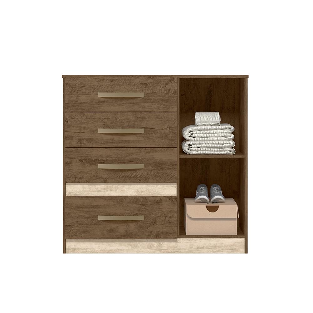 Jogo Gaveteiro e Roupeiro Taiti Castanho Wood
