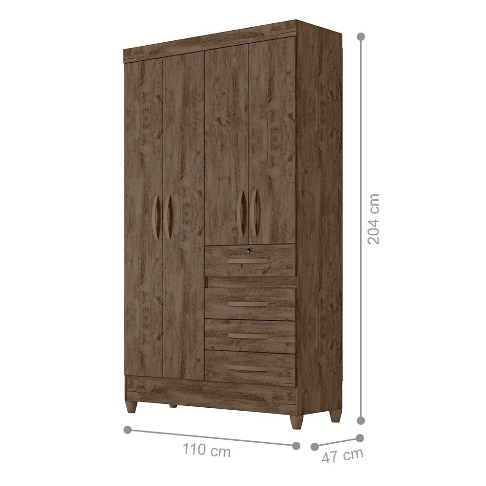Jogo Gaveteiro e Roupeiro Tulum Castanho Wood