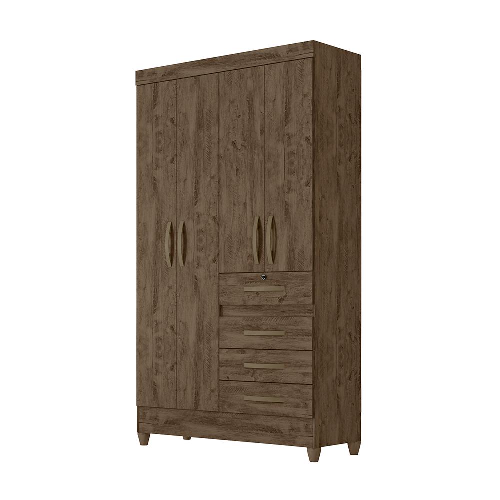 Jogo Gaveteiro e Roupeiro Tulum Castanho Wood