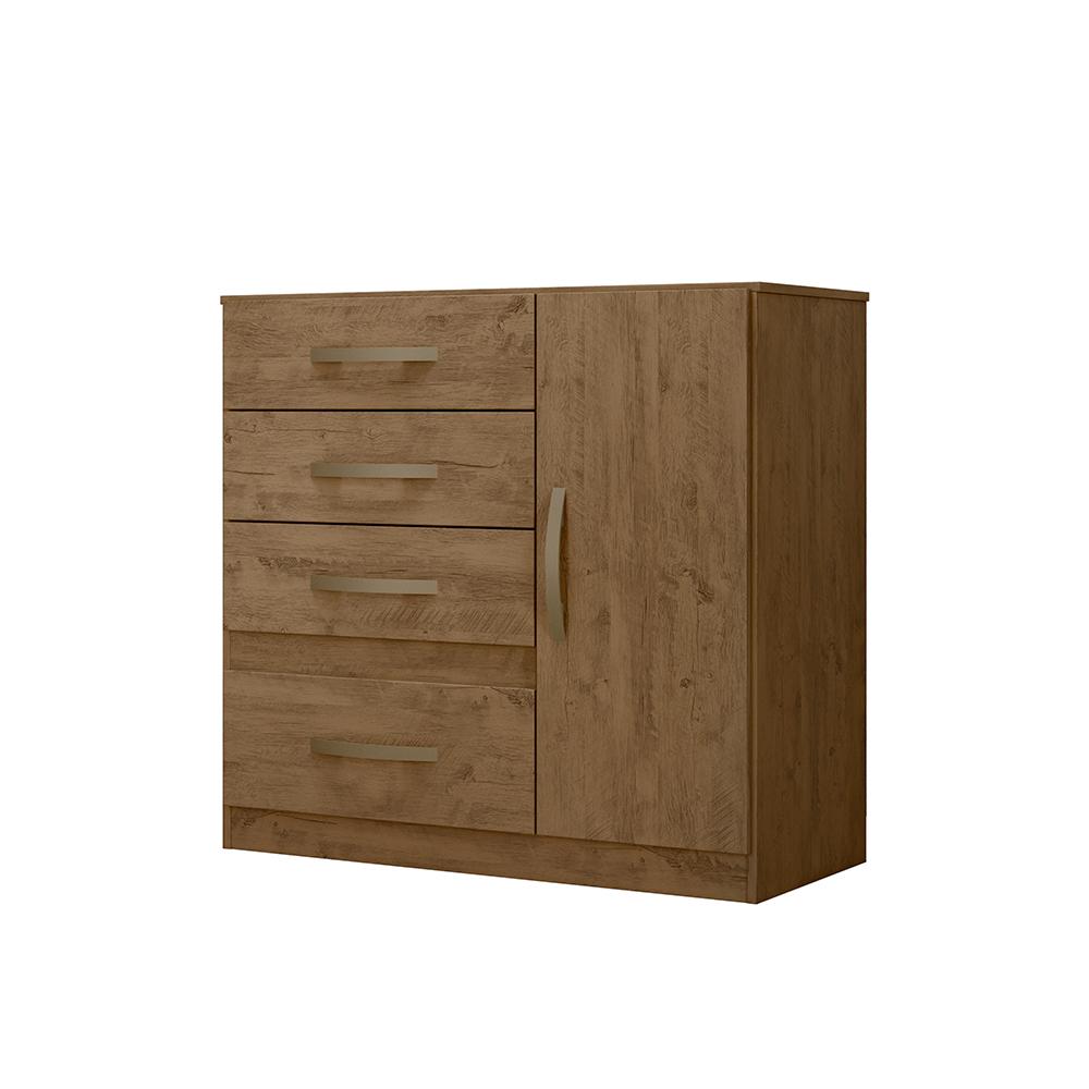 Jogo Gaveteiro e Roupeiro Tulum Castanho Wood