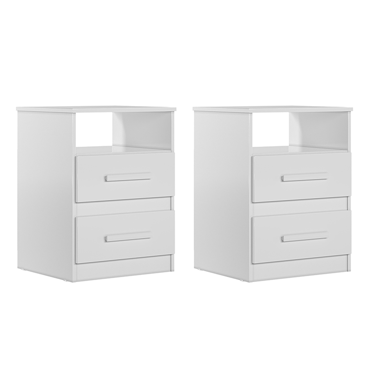 Kit 2 Mesas de Cabeceira 2 Gavetas Apolo Branco/Rosa/Azul/Lilás - Moval