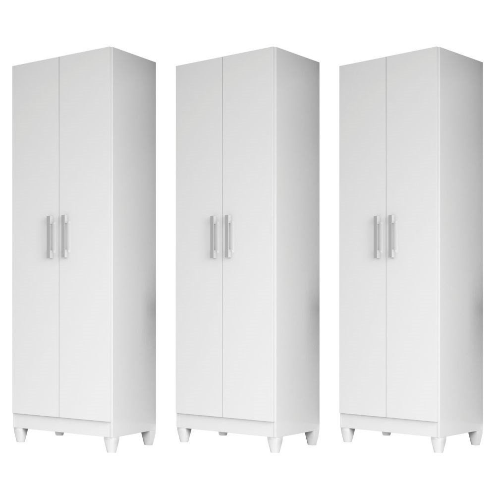 Kit 3 Armários Organizadores Multiuso Íris 2 Portas Branco - Moval