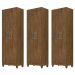 Kit 3 Armários Organizadores Multiuso Íris 2 Portas Castanho Wood - Moval
