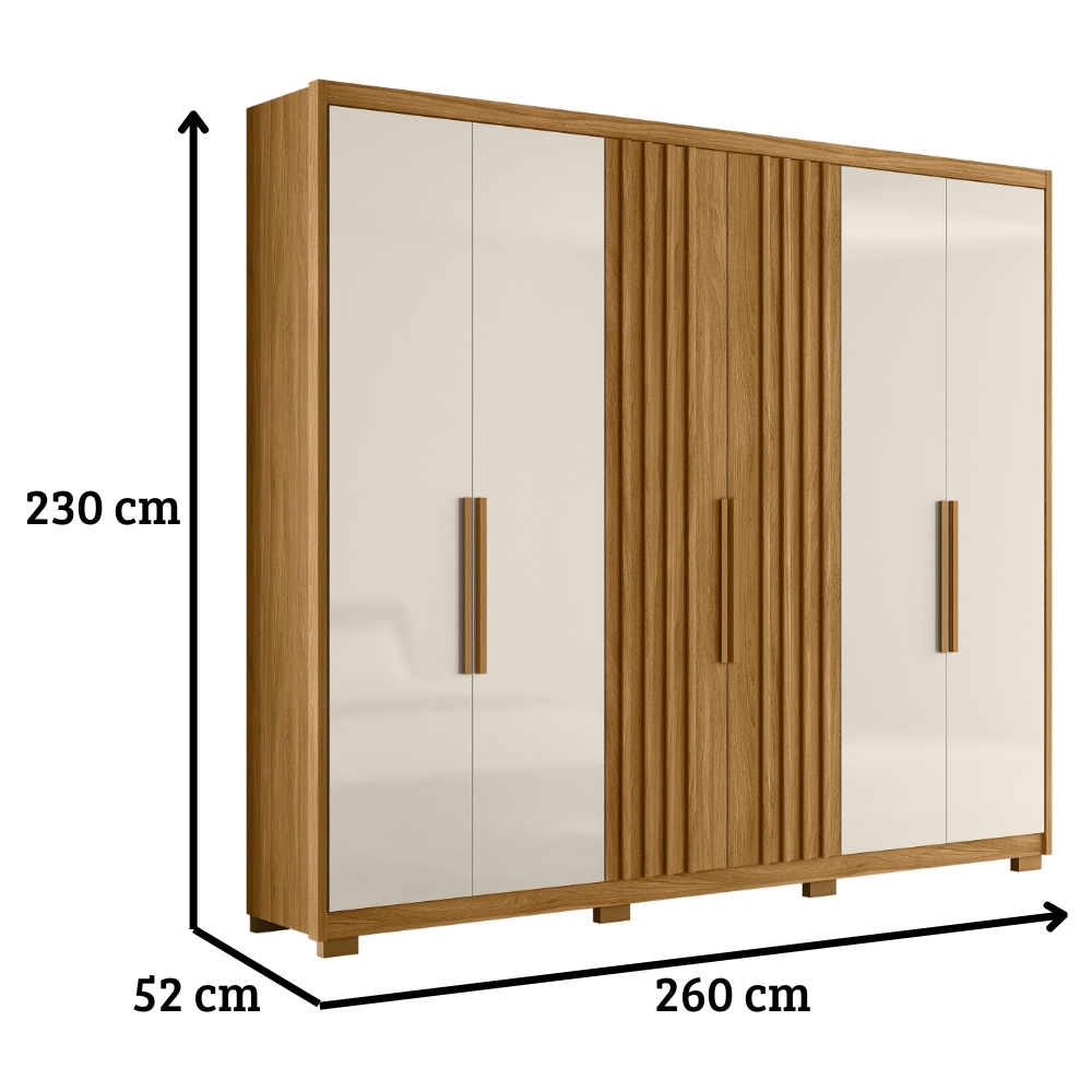 Guarda Roupa Casal Araguaia 6 Portas Freijó Off White Moval