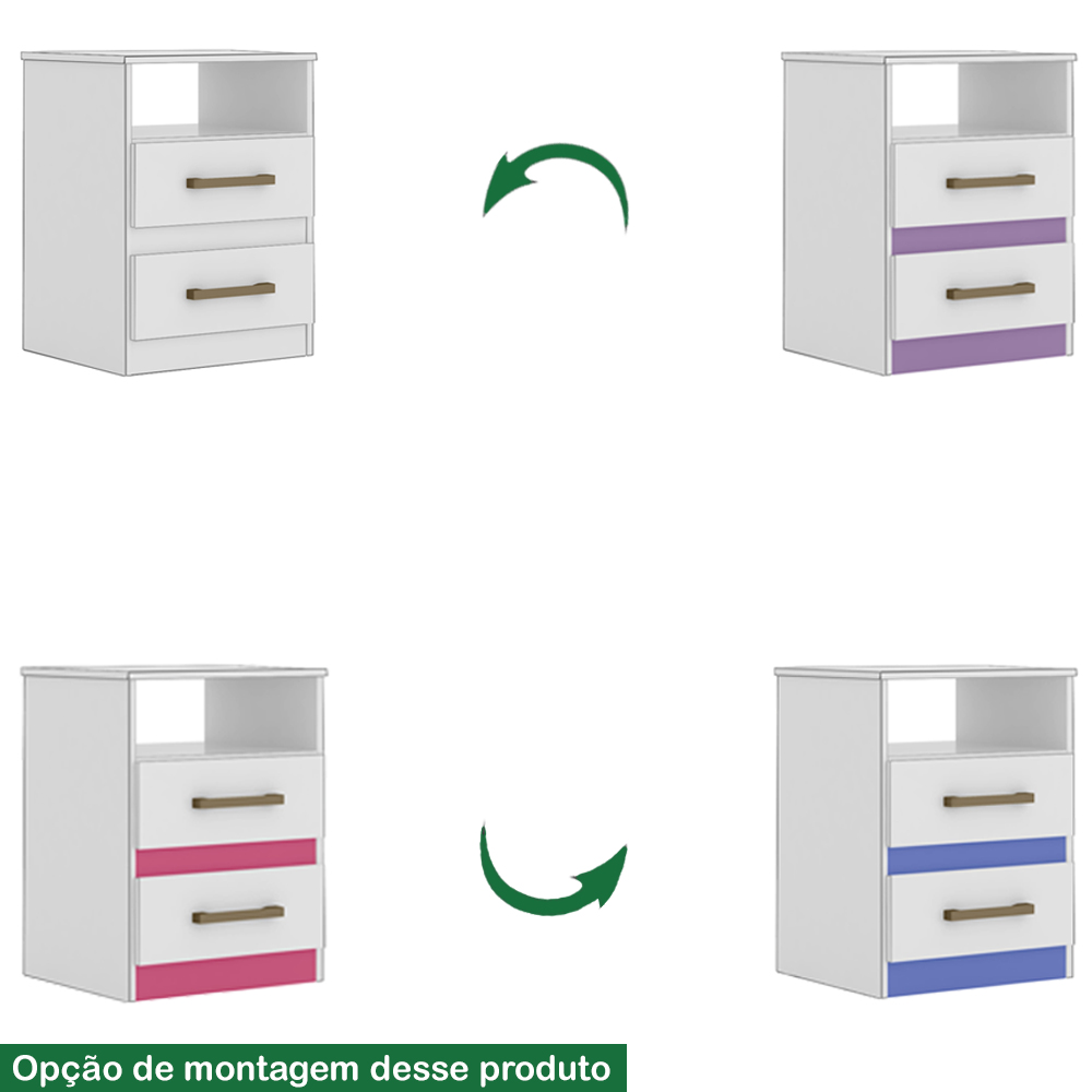 Mesa De Cabeceira 2 Gavetas 7090 Branco Flex Moval