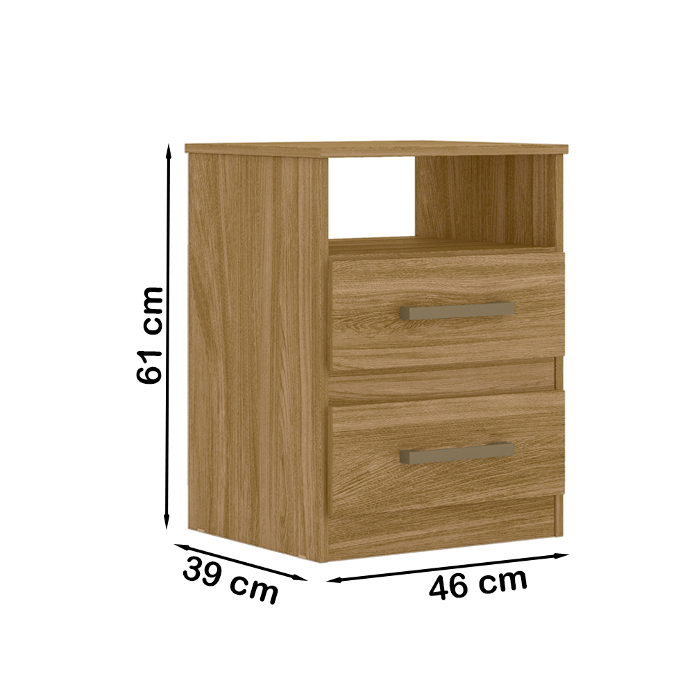 Mesa De Cabeceira 2 Gavetas 7090 Freijo Moval