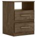 Mesa De Cabeceira 2 Gavetas 7093 Castanho Wood Avela Wood Off White Flex Moval
