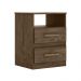 Mesa De Cabeceira 2 Gavetas 7093 Castanho Wood Avela Wood Off White Flex Moval
