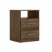 Mesa De Cabeceira 2 Gavetas 7093 Castanho Wood Avela Wood Off White Flex Moval