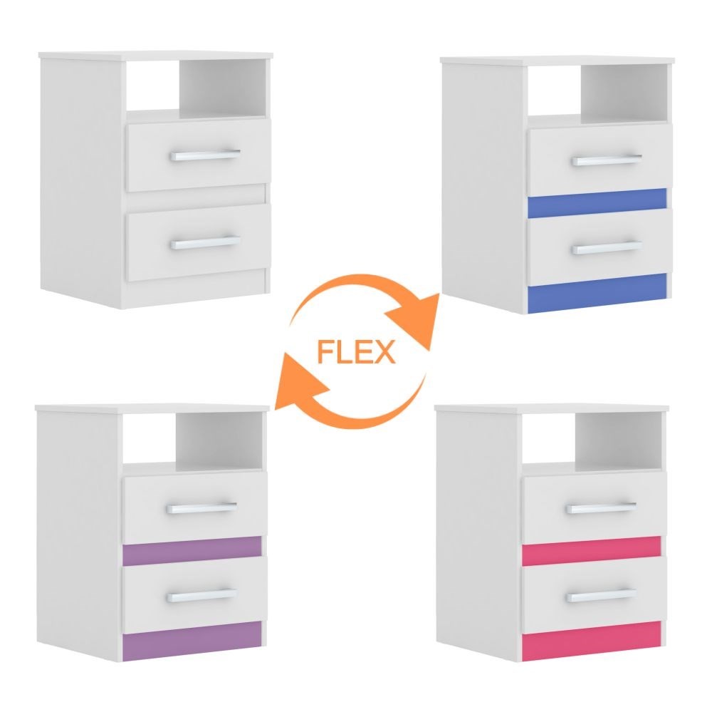 Mesa de Cabeceira Apolo Flex Branco com Rosa - Azul -  Lilás - Moval