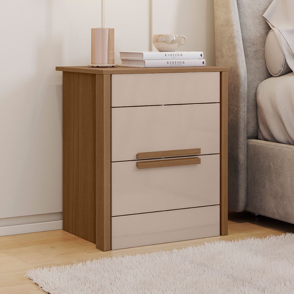Mesa de Cabeceira Dhara 2 Gavetas 51 cm Carvalho Fendi Moval