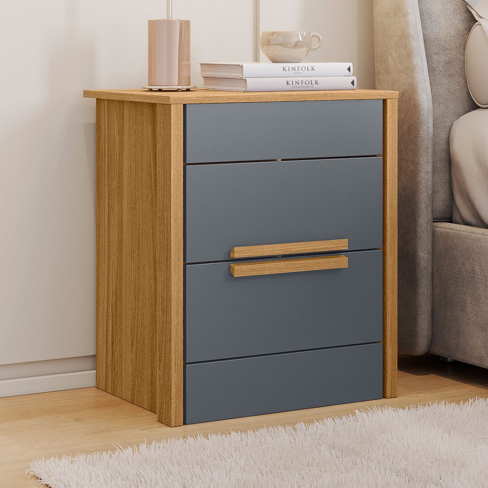 Mesa de Cabeceira Dhara 2 Gavetas 51 cm Freijo Cinza Moval