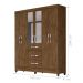 Roupeiro 6 Portas Andy Castanho Wood com Espelho