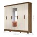 Roupeiro 8 Portas Gordon Castanho Wood Baunilha com Espelho