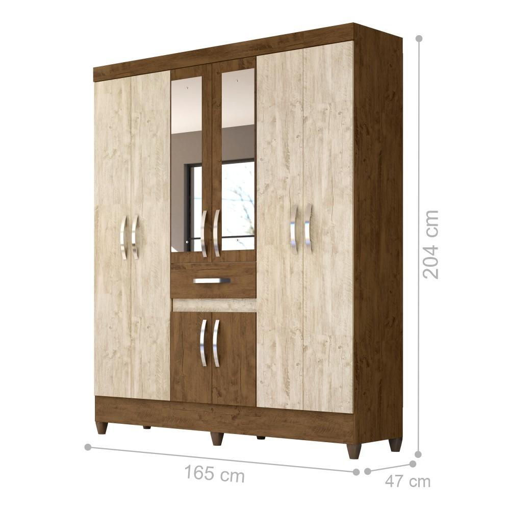 Roupeiro Streep Castanho Wood Avelã Wood com Espelho